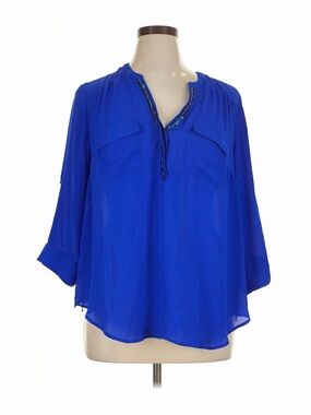 Torrid Harper Blouse Size 2 Royal Blue Embellished Career Work Top